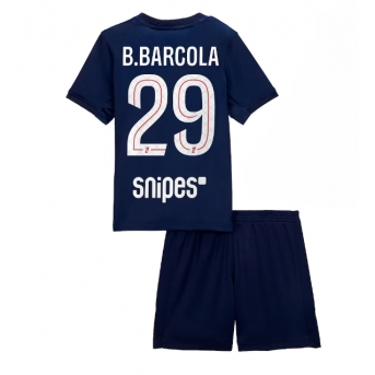 Billige Fotballdrakt Paris Saint-Germain Bradley Barcola #29 Replika Hjemmedraktsett Barn 2025-26 Kortermet (med bukser)